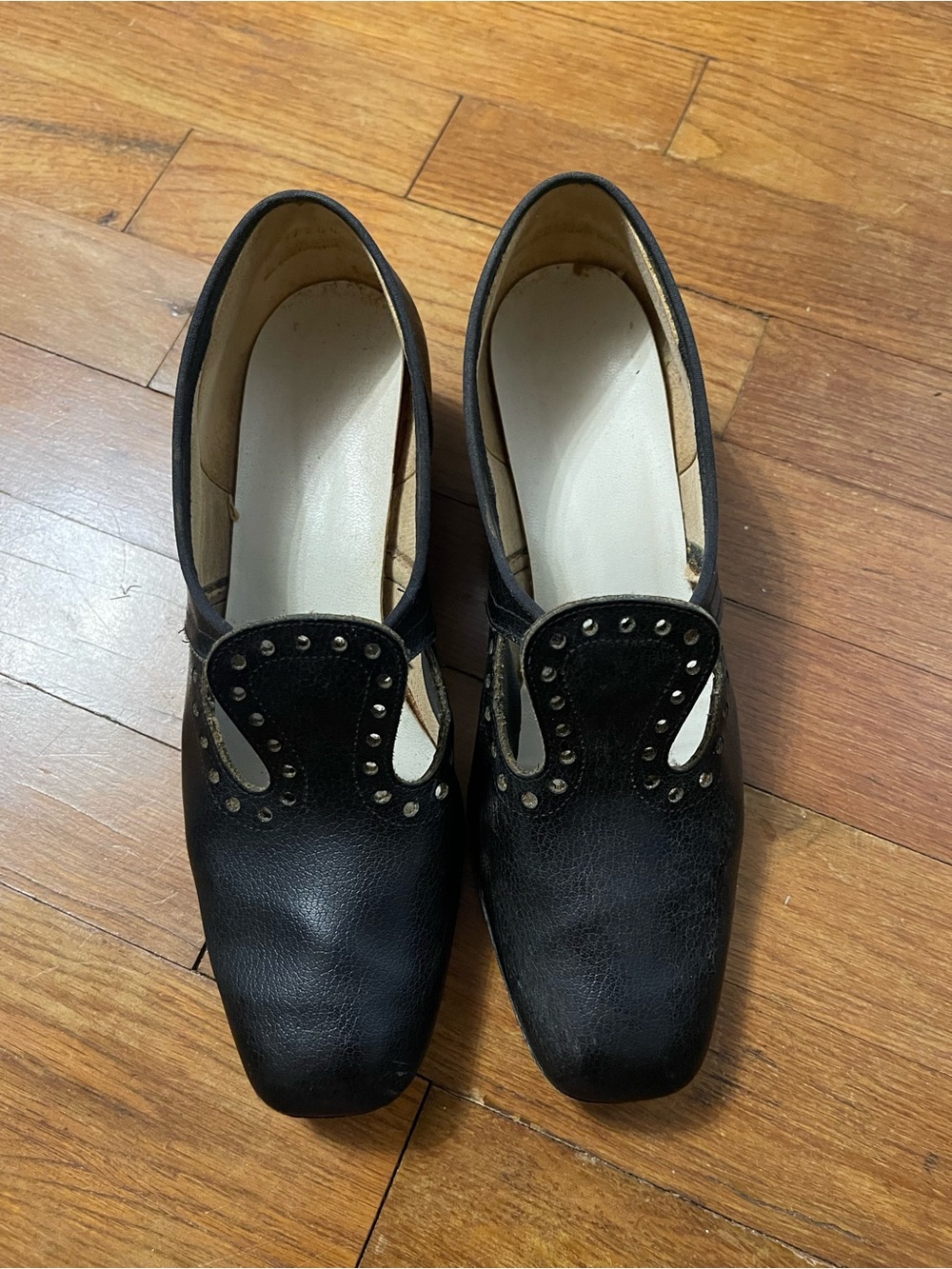 VTG 50s/60s Trampeze Black Leather Perforated Pumps w/ Original Graphic Box